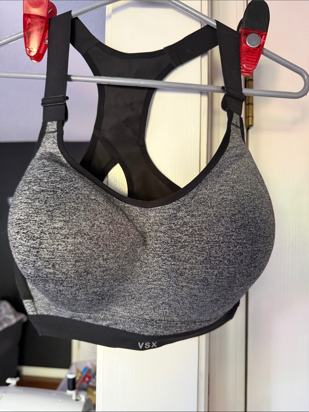 VSX Gray & Black Racerback Sports Bra